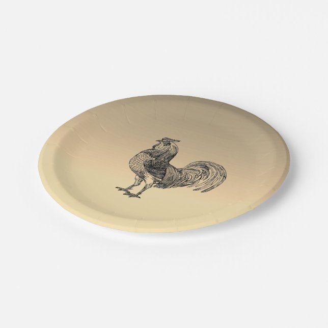 Rustic Rooster  Paper Plate (Angled)