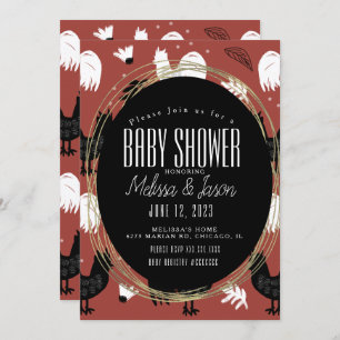 Rustic Roosters Farm Hand Drawn Pattern Invitation
