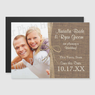 Rustic Rope and Burlap Photo Magnetic Invitation