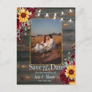 Rustic Rose and Aster Save the Date Photo Postcard