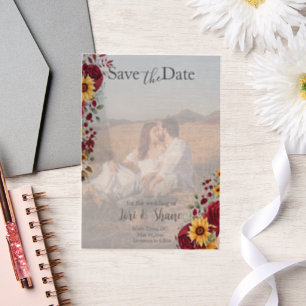 Rustic Rose and Aster Save the Date Vellum Invitations