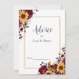 Rustic Rose and Aster Wedding  Advice Card