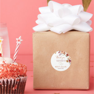 Rustic Rose and Chrysanthemum Fall Wedding Classic Round Sticker