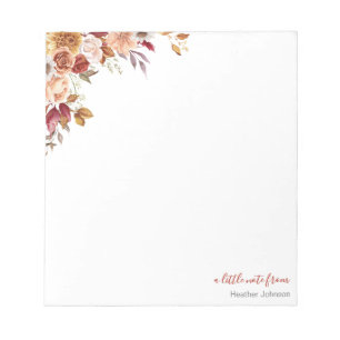 Rustic Rose and Chrysanthemum Fall Wedding Notepad