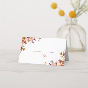 Rustic Rose and Chrysanthemum Fall Wedding Place Card