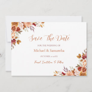 Rustic Rose and Chrysanthemum Fall Wedding Save The Date