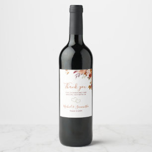 Rustic Rose and Chrysanthemum Fall Wedding Wine Label