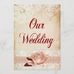 Rustic Rose and Lace Wedding Invitation