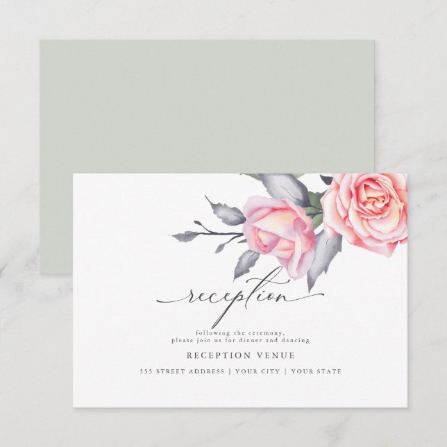 Rustic Rose Blush Pink Reception Invitation (Front/Back)