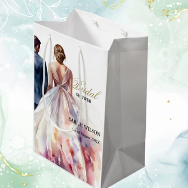 Rustic Rose Boho Floral Bridal Shower Medium Gift Bag (perfect for heartfelt gifts. Add a charming touch to your special day!)