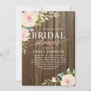 Rustic Rose Bridal Shower Invitation