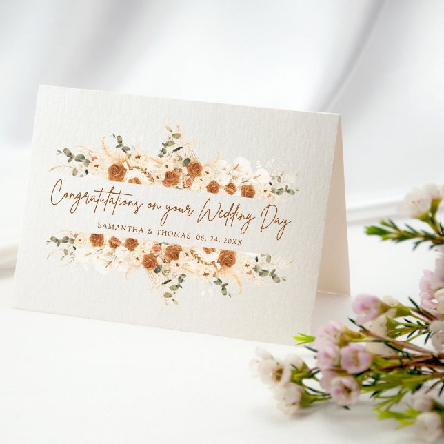 Rustic Rose & Calla Lily Wedding Congratulations  Card (Creator Uploaded)
