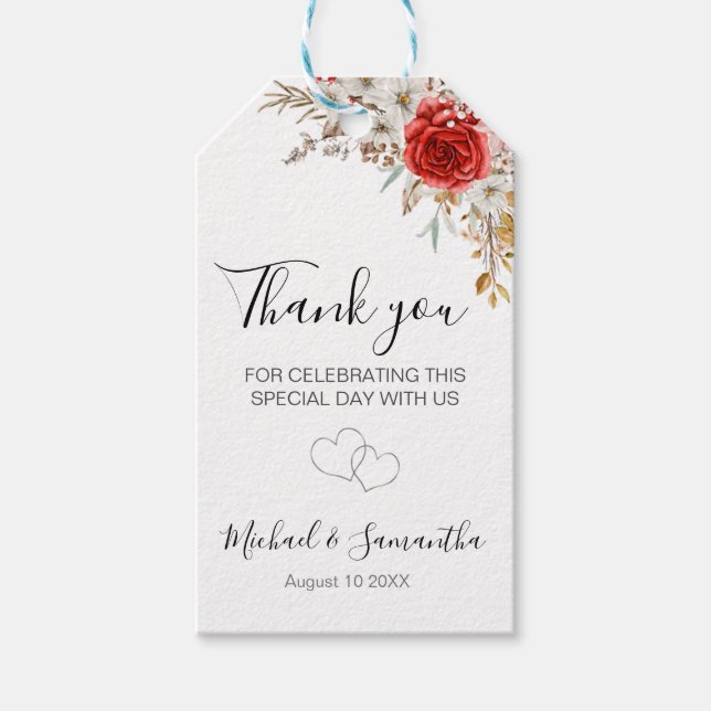 Rustic Rose Country Wedding Gift Tags (Front)
