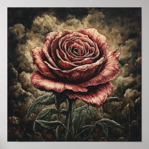 Rustic Rose Flower Retro Art Entryway Decor