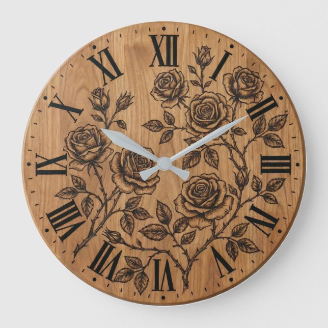 Rustic Rose Garden Wall Clock  (Front)