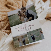 Rustic Rose Gold 3 Photo Collage Folded Wedding