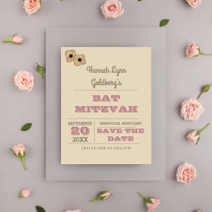 Rustic Rose Gold Bat Mitzvah Save the Date Announcement Postcard