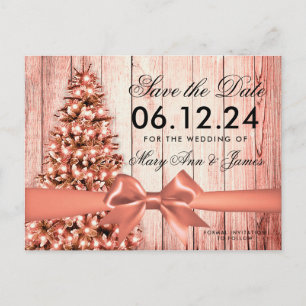 Rustic Rose Gold Christmas Wedding Save Date Announcement Postcard