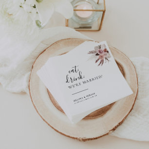 Rustic Rose Gold Eat Drink We're Married Wedding  Napkin