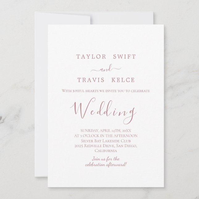 Rustic Rose Gold Family Wedding Invitation (Front)