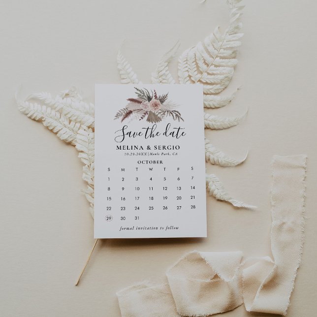 Rustic Rose Gold Floral Save the Date Calendar (Creator Uploaded)