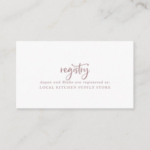Rustic Rose Gold Script Gift Registry Enclosure Card