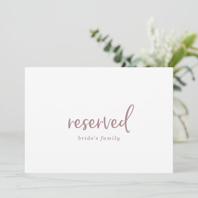 Rustic Rose Gold Script Reserved Sign (Standing Front)