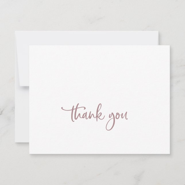 Rustic Rose Gold Script Thank You Card (Front)