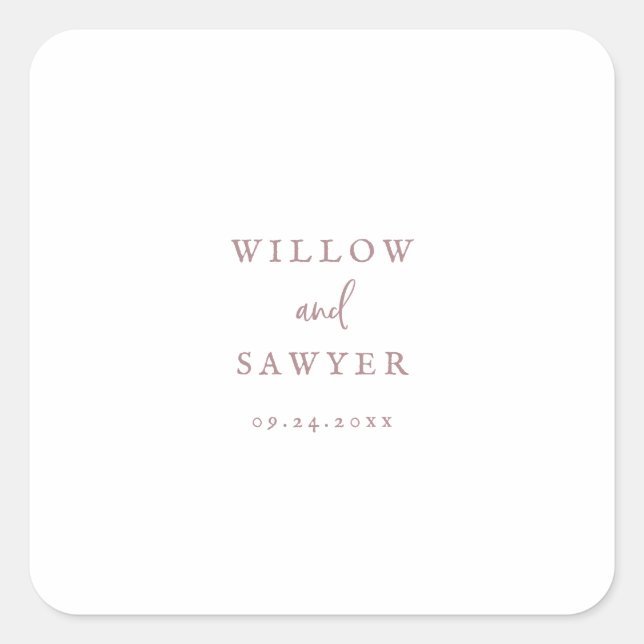 Rustic Rose Gold Script Wedding Envelope Seals (Front)