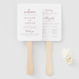 Rustic Rose Gold Script Wedding Program Hand Fan