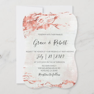 Rustic Rose gold textured Wedding Invitation