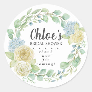 Rustic Rose Hydrangea Bridal Shower Thank You Classic Round Sticker