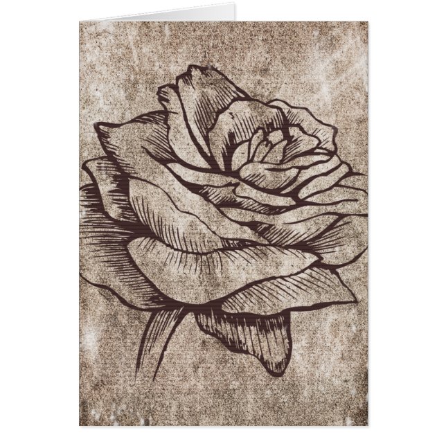 Rustic Rose Ink Drawing (Front)