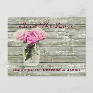 rustic rose mason jar wedding save the date announcement postcard