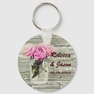 rustic rose mason jar wedding thank you key ring
