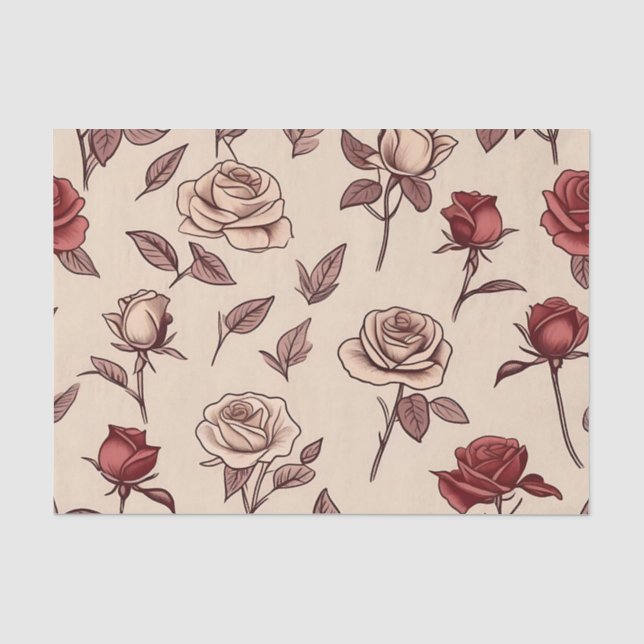 Rustic Rose Pattern Tissue Paper (Front)