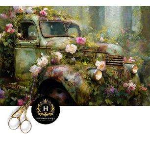 Rustic Rose Vine Truck Decoupage Tissue Paper