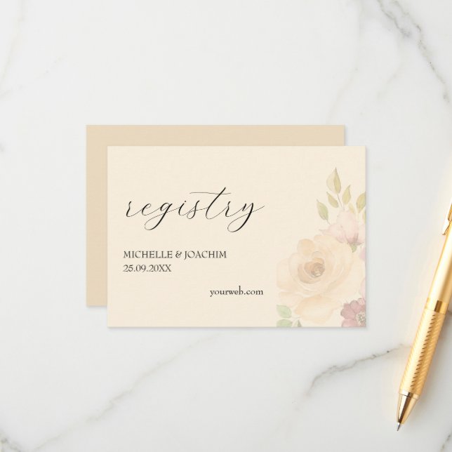 Rustic Rose Watercolor Art Enclosure Card (Front/Back In Situ)