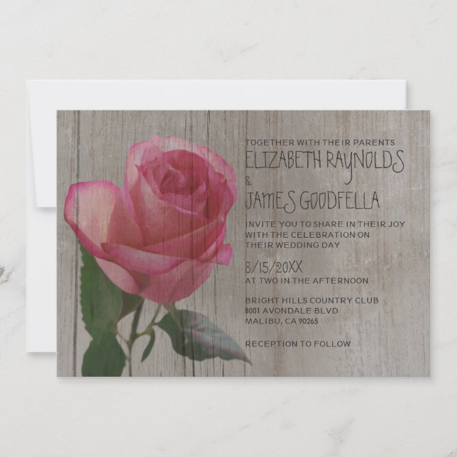 Rustic Rose Wedding Invitations (Front)