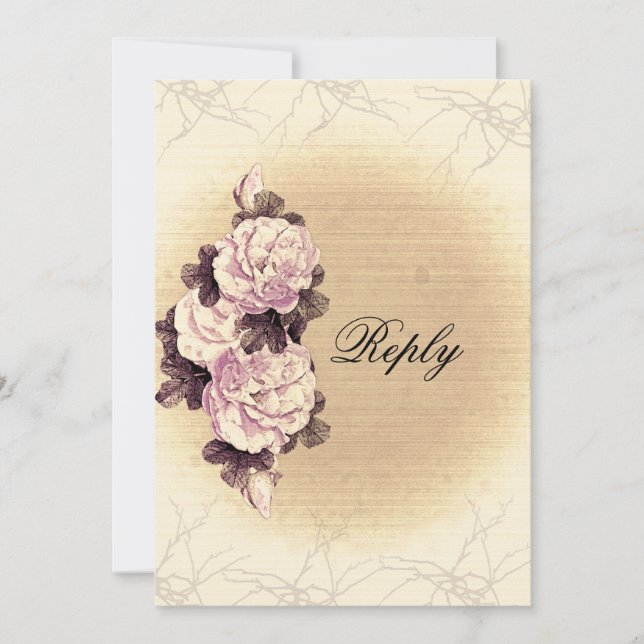 Rustic Rose Wedding Reply Invitation (Front)