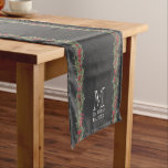 Rustic Rosemary and Berries Watercolor/Chalkboard Short Table Runner<br><div class="desc">This rustic watercolor design features Rosemary and red Winter Berries on a faux chalkboard background for a twist on a traditional Christmas holiday decor. Its sure to bring a warm cosy feel to your holiday decor.</div>