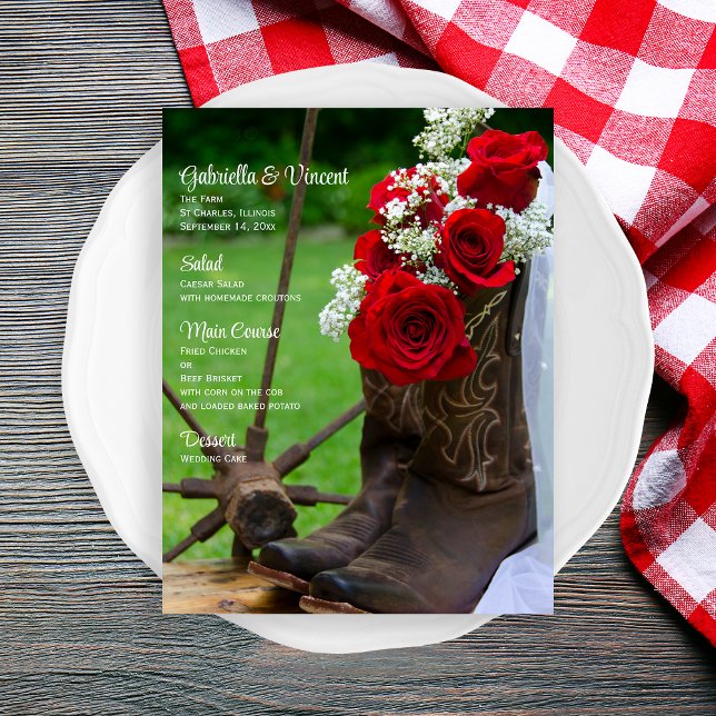 Rustic Roses and Cowboy Boots Country Wedding Menu (Creator Uploaded)