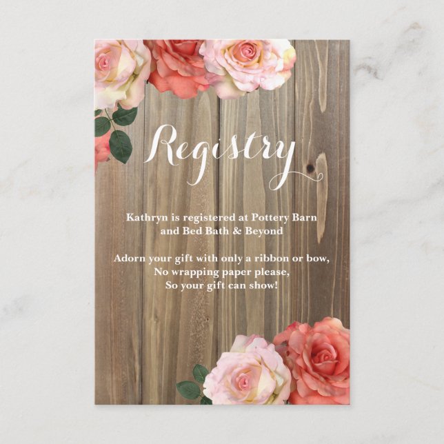 Rustic Roses | Bridal Shower Insert Cards (Front)