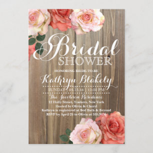 Rustic Roses Bridal Shower Invitations