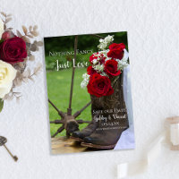 Rustic Roses Cowboy Boots Wedding Save the Date