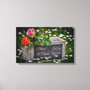 Rustic Roses, Daisies, Wedding, Anniversary Canvas Print