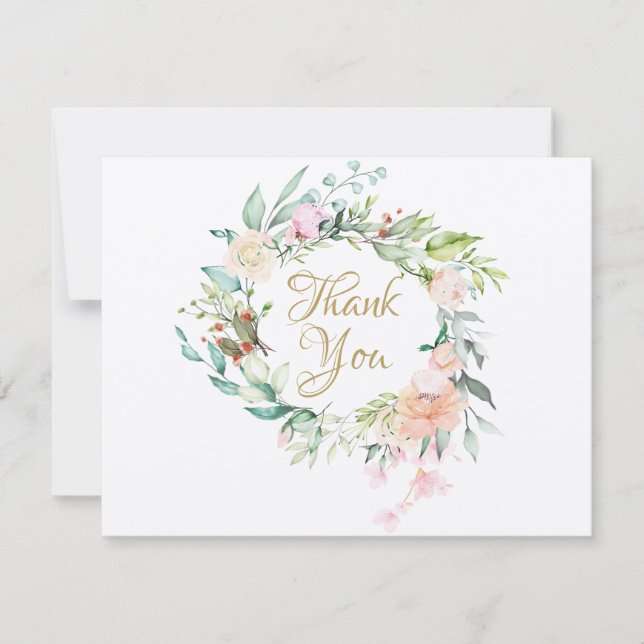 Rustic Roses Garland Business Thank You Card (Front)