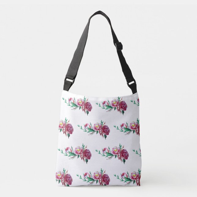 Rustic Roses Watercolor Art Tote (Front)