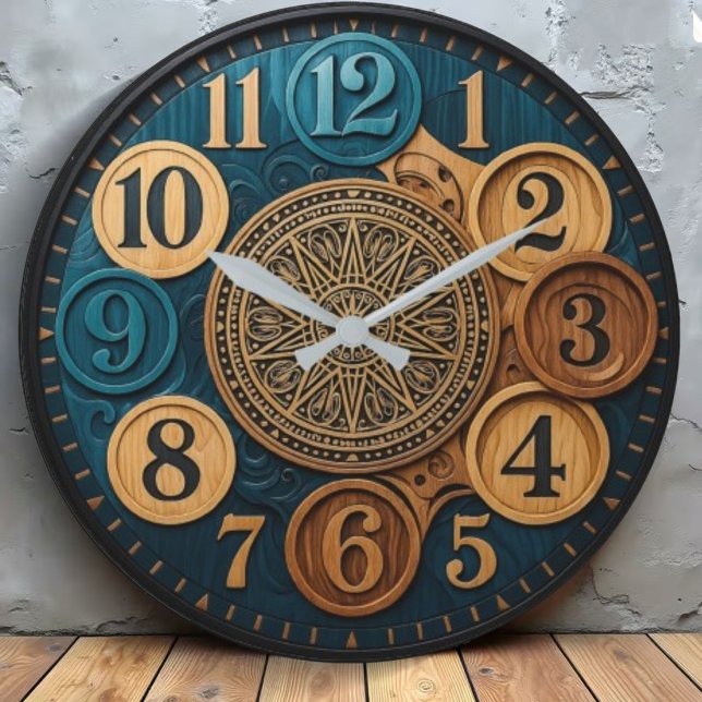Rustic Round Wooden  Large Clock (Creator Uploaded)