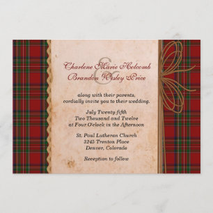 Rustic Royal Stewart Plaid Wedding Invitation